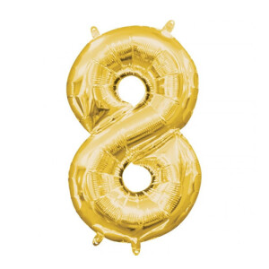 Folien Zahlenluftballon 8 in Gold, ohne Helium...