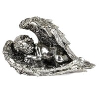 Dekofigur Engel liegend in Chrom-Optik,  gallery
