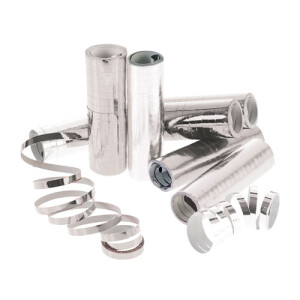 Luftschlangen in Silber Metallic.
