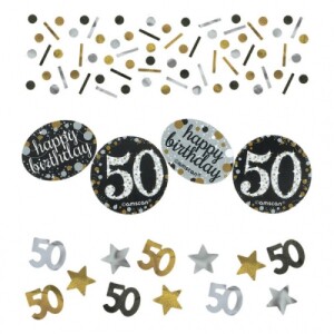 Konfetti Geburtstag, Funkelnde 40 in Schwarz, Gold,...