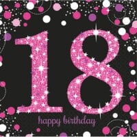 Servietten Funkelnde 30, Happy Birthday, schwarz, gold,...