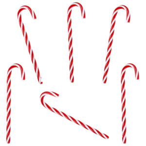 6 Deko Zuckerstangen als Christbaumschmuck in...