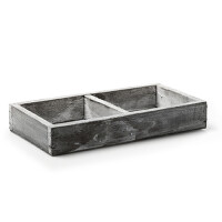 Holztablett mit 2 Kerzengläsern in Grau, Klar. 4