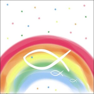 20er Pack Servietten Kommunion, Regenbogen Fisch, bunt,...