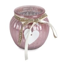 Glas Windlicht mit Holz Herz in Rosa ver gallery
