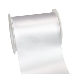 25 Meter Satin Tischband Adria in Weiß, 11 cm.