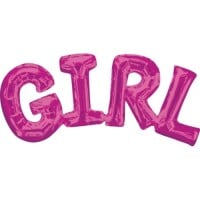 Folien Ballon -Girl-, Babyparty, Taufe in Pink, ohne...