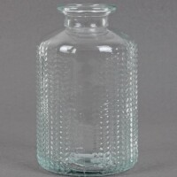 Kleines Glas Flaschen Väschen, gemustert, klar, 10 cm. 