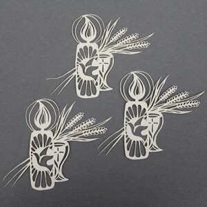 3 Papier Kerzen mit Kelch & Ähren, Laser Cut,...