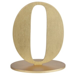 Holz Zahl 0 in Gold zum Aufstellen, 16 cm.