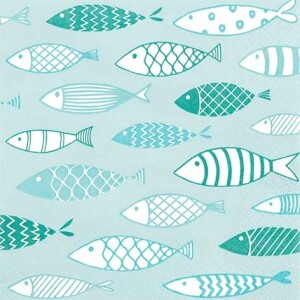 20er Pack Perlmuttglanz Servietten Kommunion, Fische...