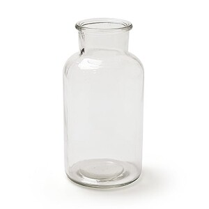 Glas Flaschen Vase, große Öffnung, klar, 16,5 cm.