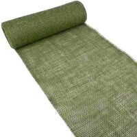 5 Meter Jute Tischl&auml;ufer in Olivgr&uuml;n,...