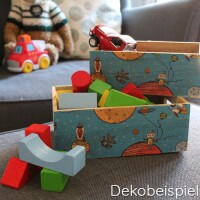 Dekobeispiel für Serviettentechnik mit Holzboxen. 2