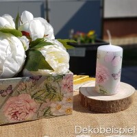 Dekobeispiel für Serviettentechnik mit Holzbox und Kerz
