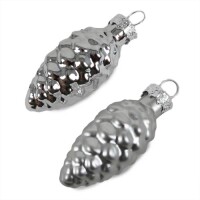 8 Christbaumschmuck Zapfen in Silber mat gallery