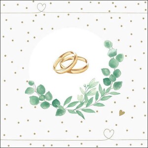 20er Pack Servietten Hochzeit, Goldene Eheringe, Zweig,...