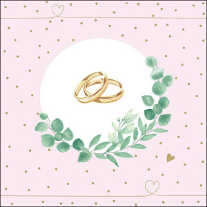 20er Pack Servietten Hochzeit, Goldene Eheringe, Zweig,...
