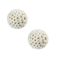 2 Häkel Perlen in Creme, 20 mm. gallery