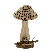 Deko Holz Pilz mit Verzierung in Hellbra gallery