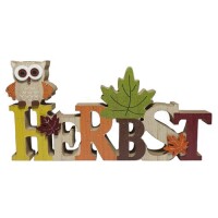 Holz Schriftzug Herbst, Eule mit Glitzer gallery