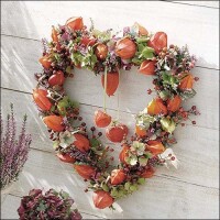 20er Pack Servietten Herbstkranz, Herz mit Physalis, 33 x...