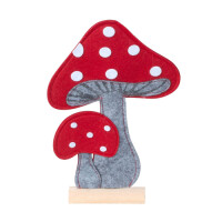 Filz Fliegenpilze auf Holzstamm, 23,5 cm gallery
