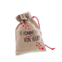 Leinen-Optik Geschenkbeutel -Es kommt von Herzen- in...