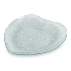 Glas Untersetzer, Schale Herz, mit Struktur in Klar, 24,5...
