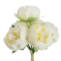 6er Bund Kunstblumen Pfingstrosen in Creme, 24 cm. 2