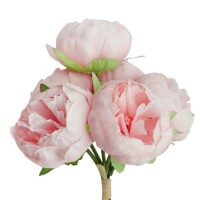 6er Bund Kunstblumen Pfingstrosen in Rosé, 24 cm. 2