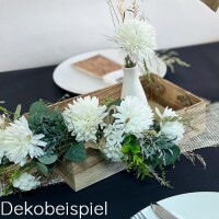 Dekobeispiel für 6er Bund Dahlien in Creme-Weiß, 