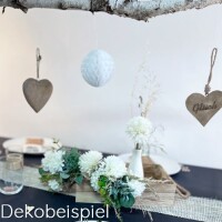 Dekobeispiel für 6er Bund Dahlien in Creme-Weiß, 