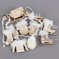 6 tlg. Holz Christbaumschmuck, Winterdek gallery