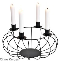 Metall Adventskranzgestell mit 4 Stabkerzenhaltern, rund...