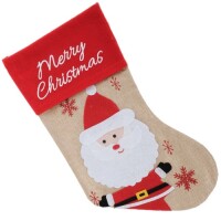 Weihnachtsstrumpf in Leinen-Optik mit Nikolaus zum...