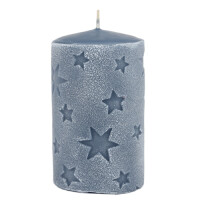 Stumpenkerze Mila, Sterne, Weihnachten in Blaugrau, 130 x...