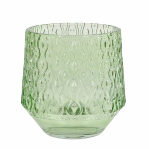 Glas Windlicht, konisch, Retro in Hellgrün, 80 mm.