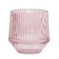 Glas Windlicht, konisch, gestreift in Ro gallery