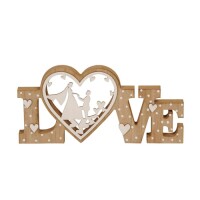 Holz Schriftzug Love, Hochzeitspaar in...