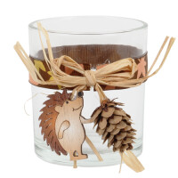 Herbst Teelichtglas mit kleinem Igel, 80 gallery