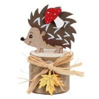 Kleiner Holz Igel mit Fliegenpilz auf Ba gallery