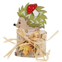Kleiner Holz Igel mit Fliegenpilz auf Ba gallery