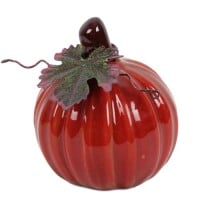 Steinzeug K&uuml;rbis, rund in Rot/Braun glasiert mit...