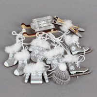 6 tlg. Holz Christbaumschmuck, Winterdek gallery