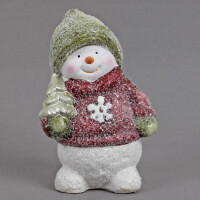 Keramik Schneemann mit Tannenbaum, in Ro gallery