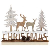 Deko Holz Winterlandschaft mit Hirsch un gallery