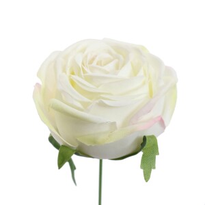 Kunstblume Rosenkopf am Draht in Creme-Weiß, zum...