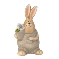 Keramik Osterhase mit Blume in Braun/Gra gallery