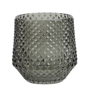Glas Windlicht, konisch, Diamant in Rauchgrau, 80 mm.